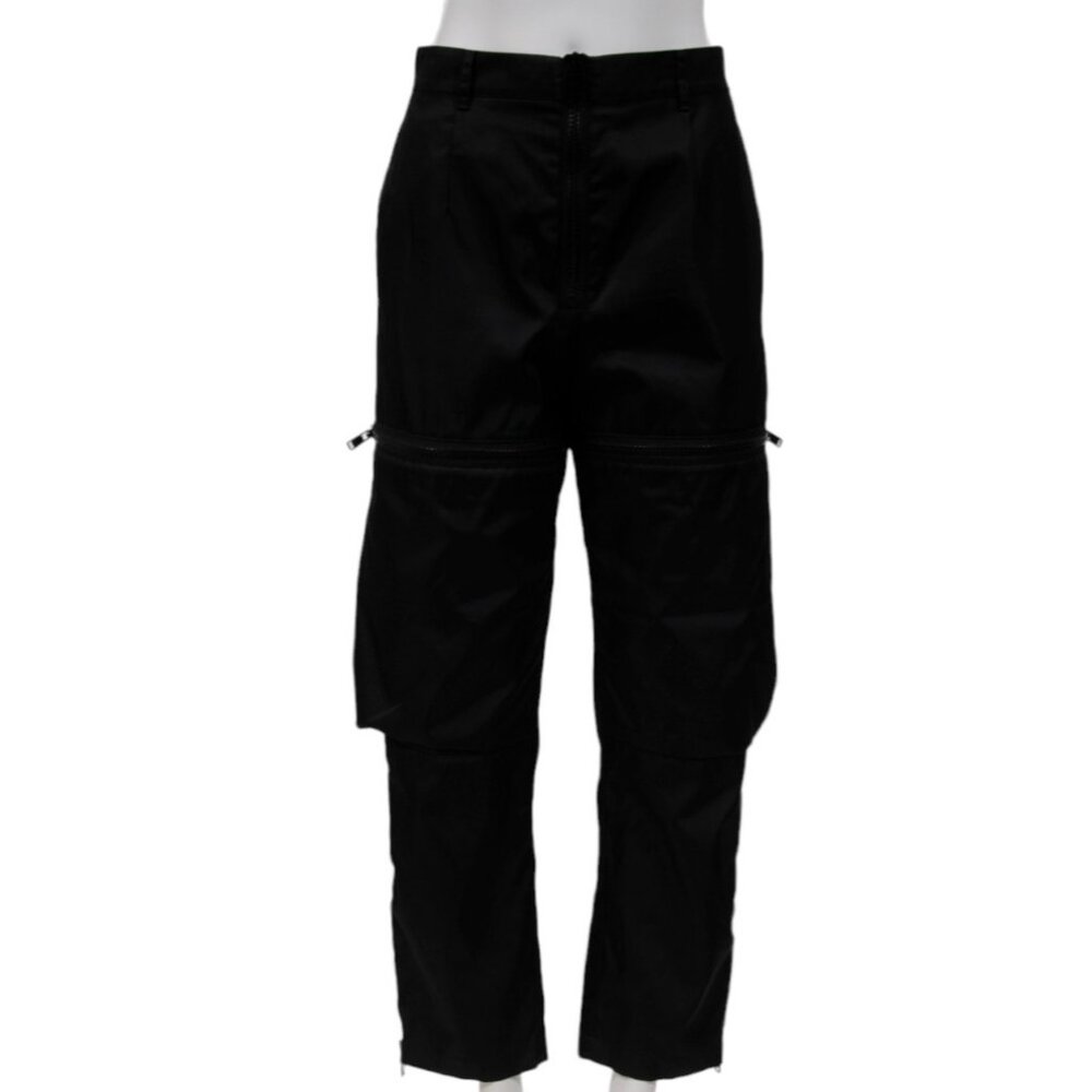Prada Womens Cargo Pants Size 42 Black Re Nylon Multi Zipped Pocket Trousers